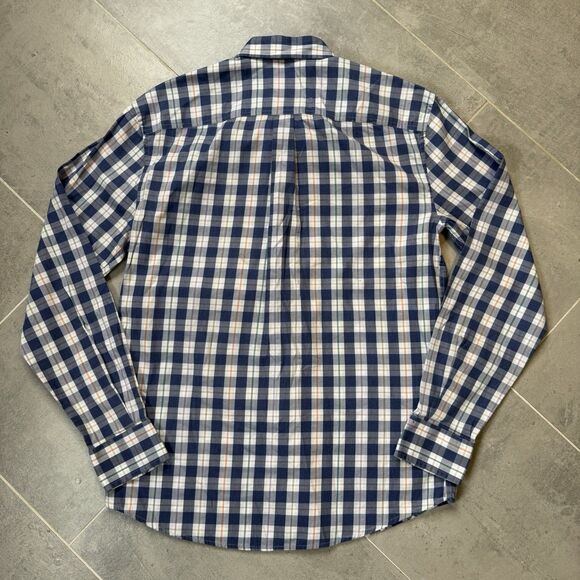 Johnnie O Swain Plaid Oxford Shirt Wake Blue White Small JMWL4560 VGUC - Picture 5 of 9